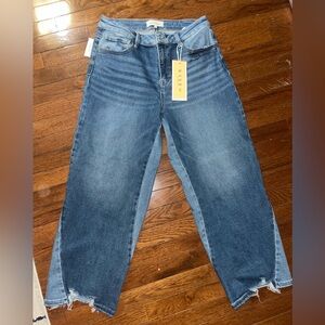 👖NWT RISEN LA size 30 Women's Dark Combo Blue Straight Leg Jeans insane STRETCH